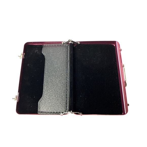 Mini Metal Briefcase Card Holder Pink Aluminum Alloy Case New - Picture 3 of 7